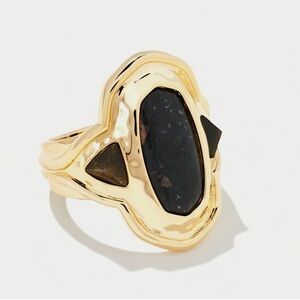 Kendra Scott MAYA Cocktail Ring Gold Black Mix 8 New